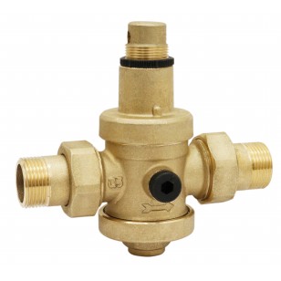 Pressure reducing valve - Brass hot forged piston type - 2 union male fittings - "Industrial series"